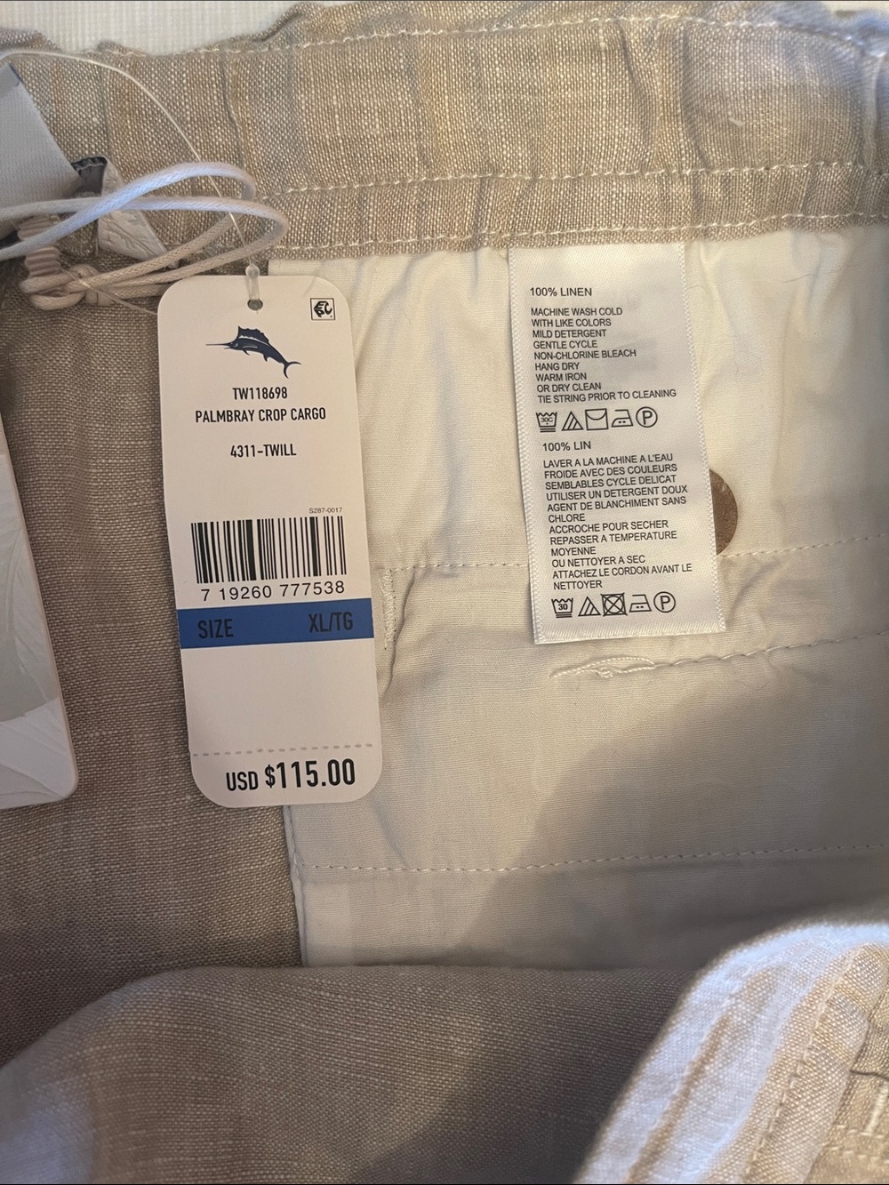 Tommy Bahama Twill Khaki Women's Linen Cargo Capris XL NWT - Picture 13 of 14